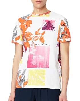Armani Exchange Men's Allover Printed Shirt, White Collage